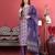 Purple Floral Printed Beads and Stones Chanderi Kurta with Trousers & Dupatta