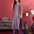 Purple Floral Printed Beads and Stones Chanderi Kurta with Trousers & Dupatta