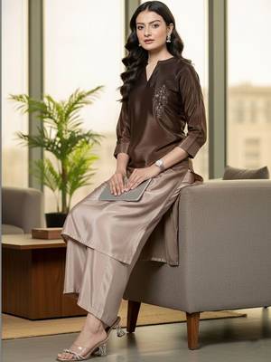 Women Ombre Dyed Regular Thread Work Kurta with Trousers 2