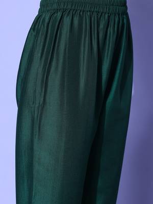 Green Zari Embroidered Flared Sleeves Kurta with Trouser & Dupatta 6