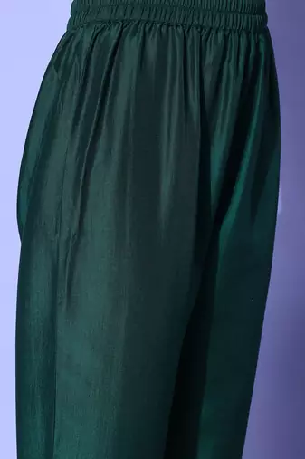 Green Zari Embroidered Flared Sleeves Kurta with Trouser & Dupatta