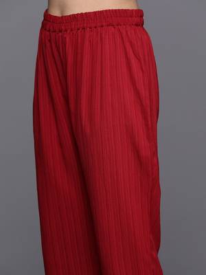 Maroon Gota Detailed Sleeveless Kurta with Trouser and Dupatta 7