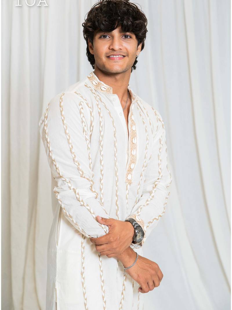 Shades of threads - kurta - off white
