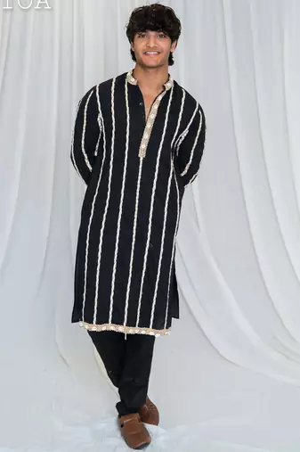 Shades of threads - kurta - black