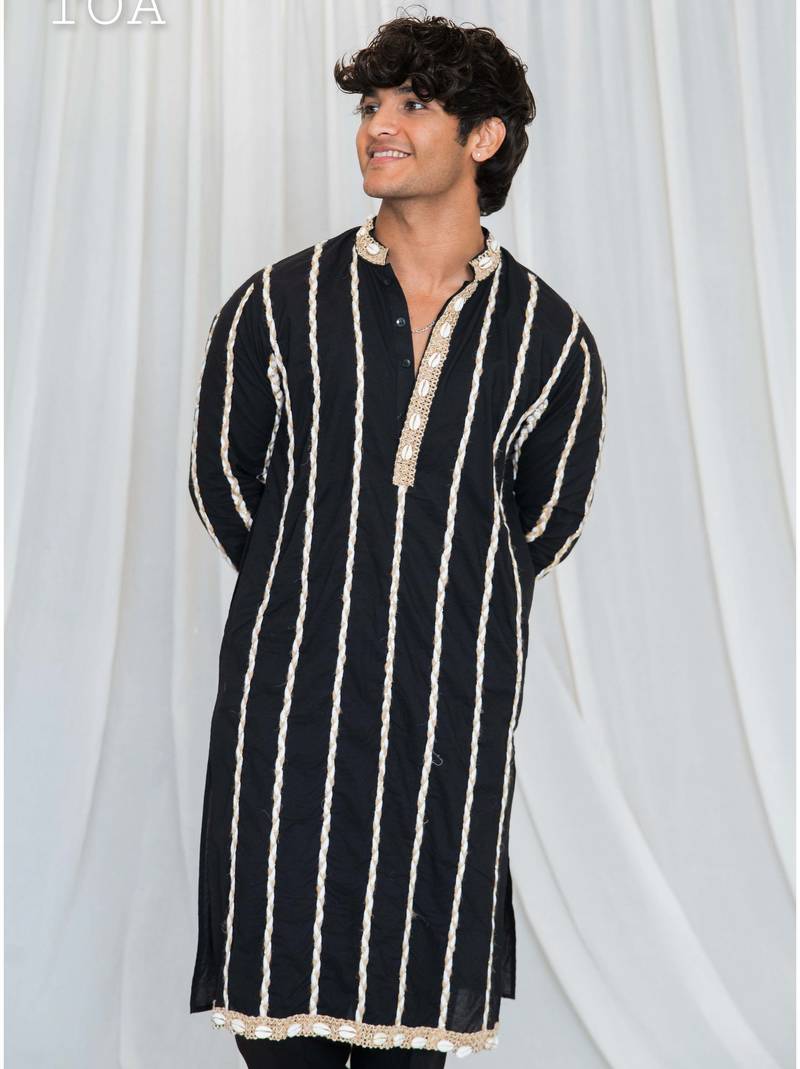 Shades of threads - kurta - black
