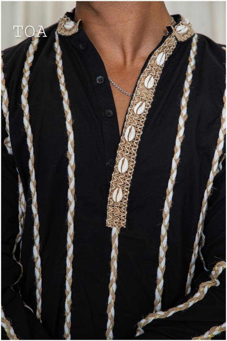 Shades of threads - kurta - black