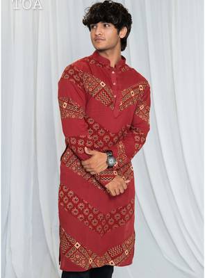 Shades of ajrakh - alternate zag - maroon 1
