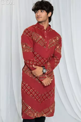 Shades of ajrakh - alternate zag - maroon