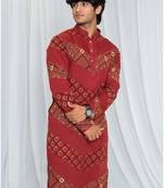 Shades of ajrakh - alternate zag - maroon