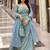 Blue fandy silk blend sequins kurta palazzo set with dupatta