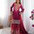 Rani pink chinon silk blend palazzo suit with dori & sequins work