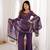 PURPLE  crunchy silk blend embroidered bell bottom suit set