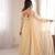 Cream doremon crush mirror work gown set with dupatta