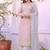 Pink faux georgette embroidered palazzo suit with rivet moti dupatta