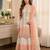 Peach georgette embroidered kurta palazzo set with dupatta