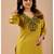 mustard cotton hand work co-ord set with pocket 