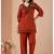 Orange cotton hand work co-ord set with pocket 