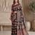 Ajrak digital print mirror work saree with unstitched blouse