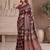 Ajrak digital print mirror work saree with unstitched blouse