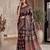 Ajrak digital print mirror work saree with unstitched blouse
