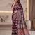 Ajrak digital print mirror work saree with unstitched blouse