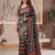 Ajrak digital print mirror work saree with unstitched blouse