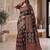 Ajrak digital print mirror work saree with unstitched blouse