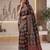 Ajrak digital print mirror work saree with unstitched blouse
