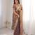 Brown fendy crush zari embroidered saree with unstitched blouse