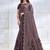 Dusty mauve faux crepe satin silk saree with embroidered blouse