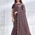 Dusty mauve faux crepe satin silk saree with embroidered blouse