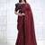 Maroon faux crepe silk georgette saree with embroidered blouse