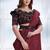 Maroon faux crepe silk georgette saree with embroidered blouse
