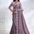 Lavender faux crepe satin silk saree with embroidered cape