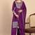 Floral embroidered silk blend round neck kurta trouser & dupatta set