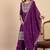Floral embroidered silk blend round neck kurta trouser & dupatta set