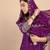 Floral embroidered silk blend round neck kurta trouser & dupatta set