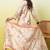 Floral embroidered silk blend round neck kurta trouser & dupatta set