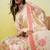 Floral embroidered silk blend round neck kurta trouser & dupatta set
