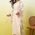 Floral  embroidered silk blend round neck kurta trouser & dupatta set
