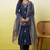 Floral embroidered silk blend v neck kurta trouser & dupatta set