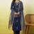 Floral embroidered silk blend v neck kurta trouser & dupatta set