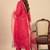 Floral embroidered silk blend round neck kurta trouser & dupatta set