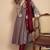 Floral embroidered silk blend v neck kurta trouser & dupatta set