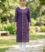 Women wine cotton straight kurta