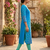 Women sky blue cotton straight kurta