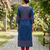 Women navy cotton straight kurta