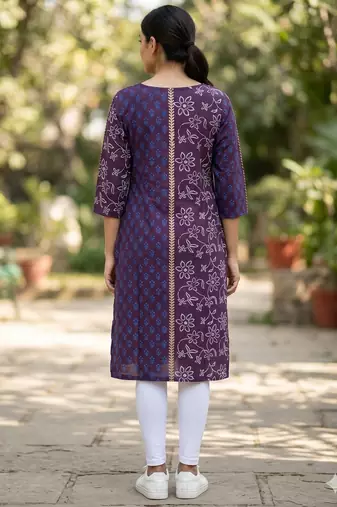 Women wine cotton straight kurta