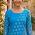 Women sky blue cotton straight kurta