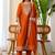 Floral embroidered silk blend round neck kurta trouser & dupatta set